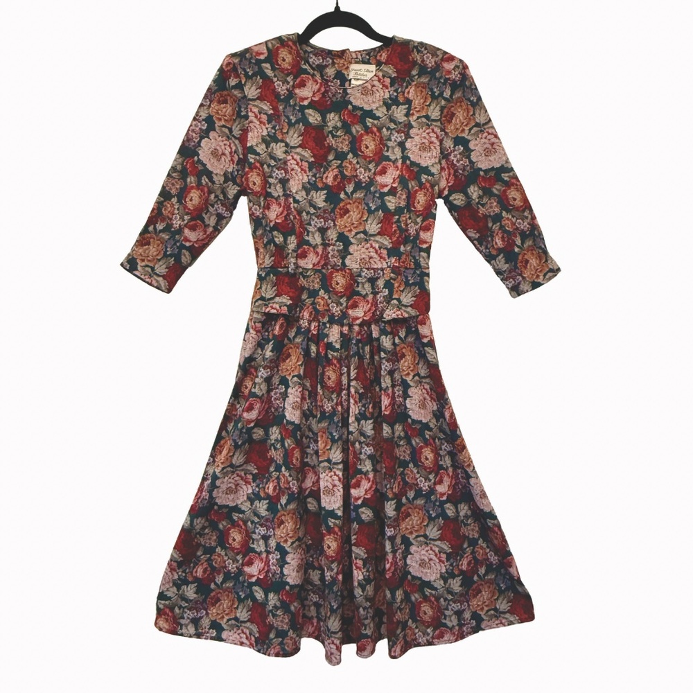 Vintage Stuart Alan Petites Floral Midi Dress – Made in U.S.A.